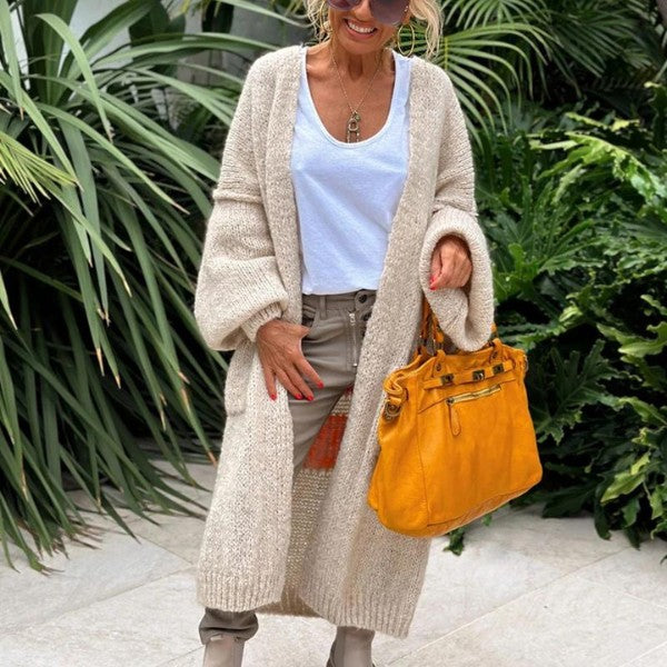 Oversized longline knit cardigan