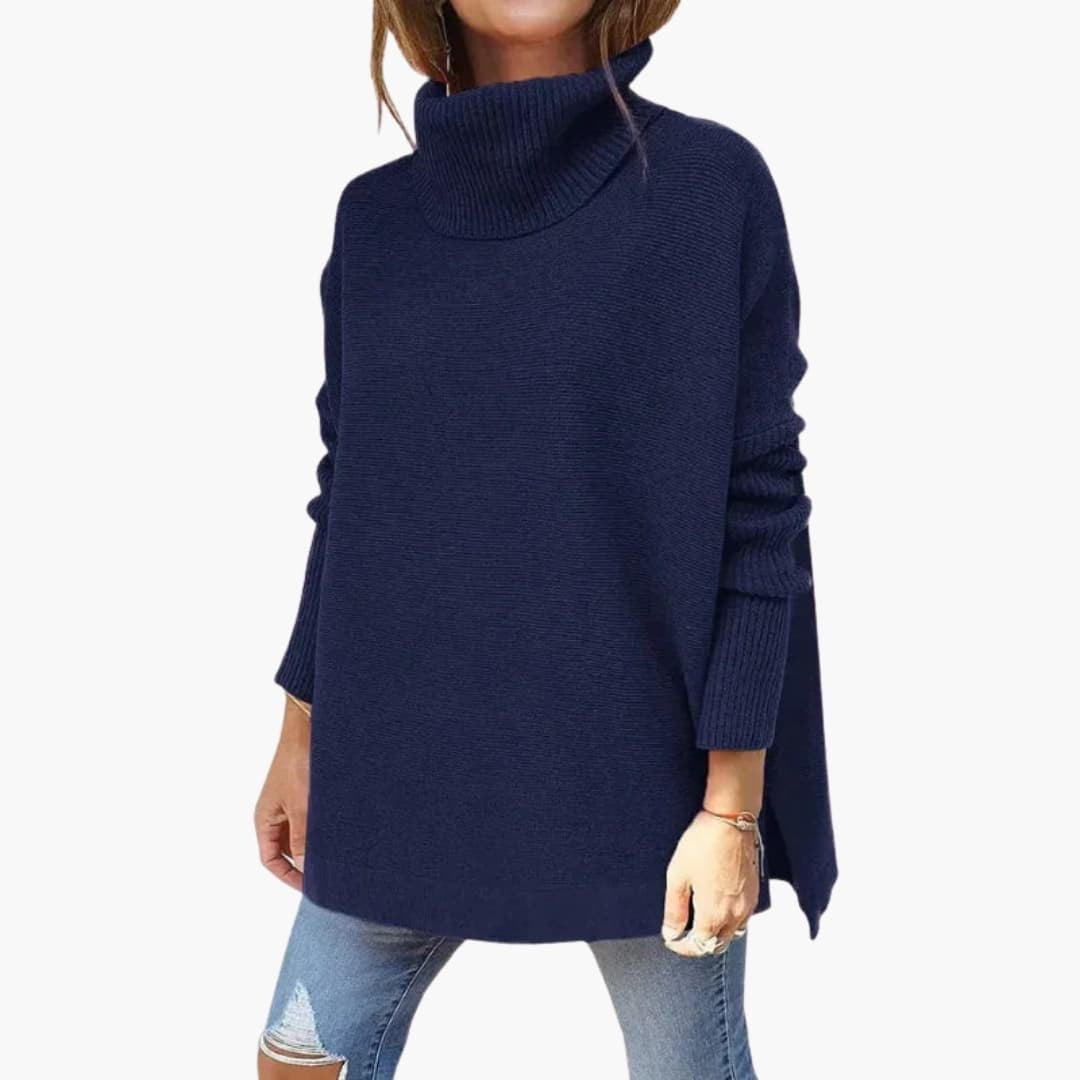 Navy blue oversized roll neck jumper