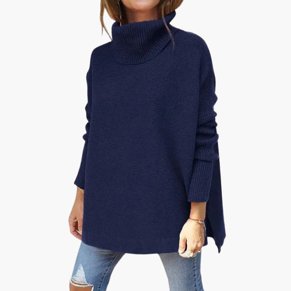Navy blue oversized roll neck jumper