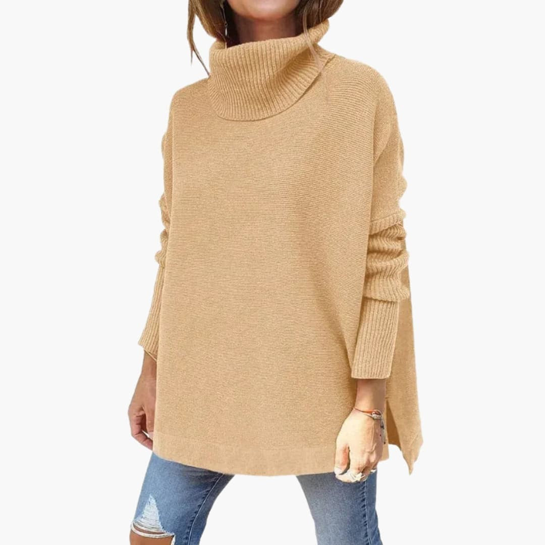 Khaki oversized roll neck jumper