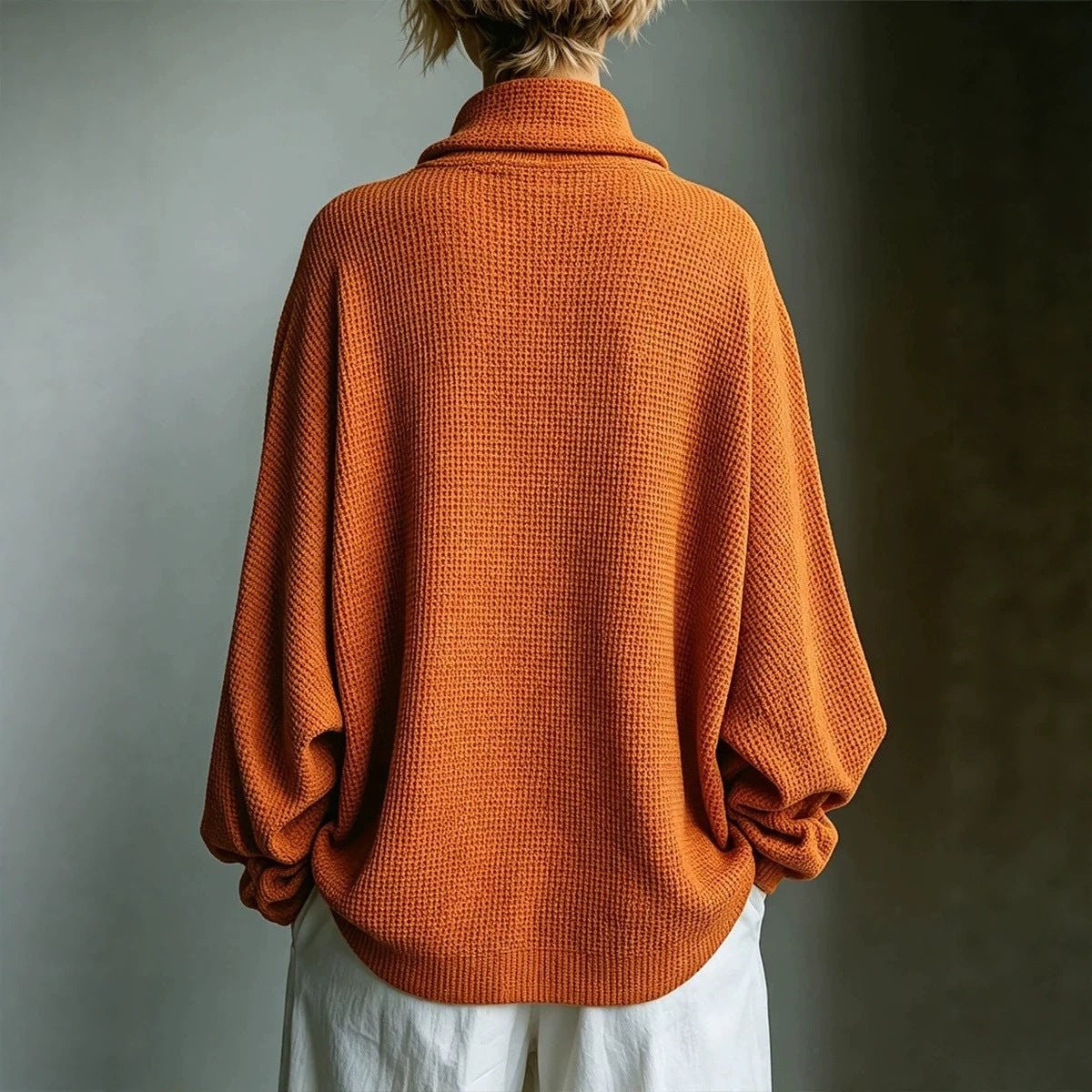 Oversized waffle knit cowl neck jumper