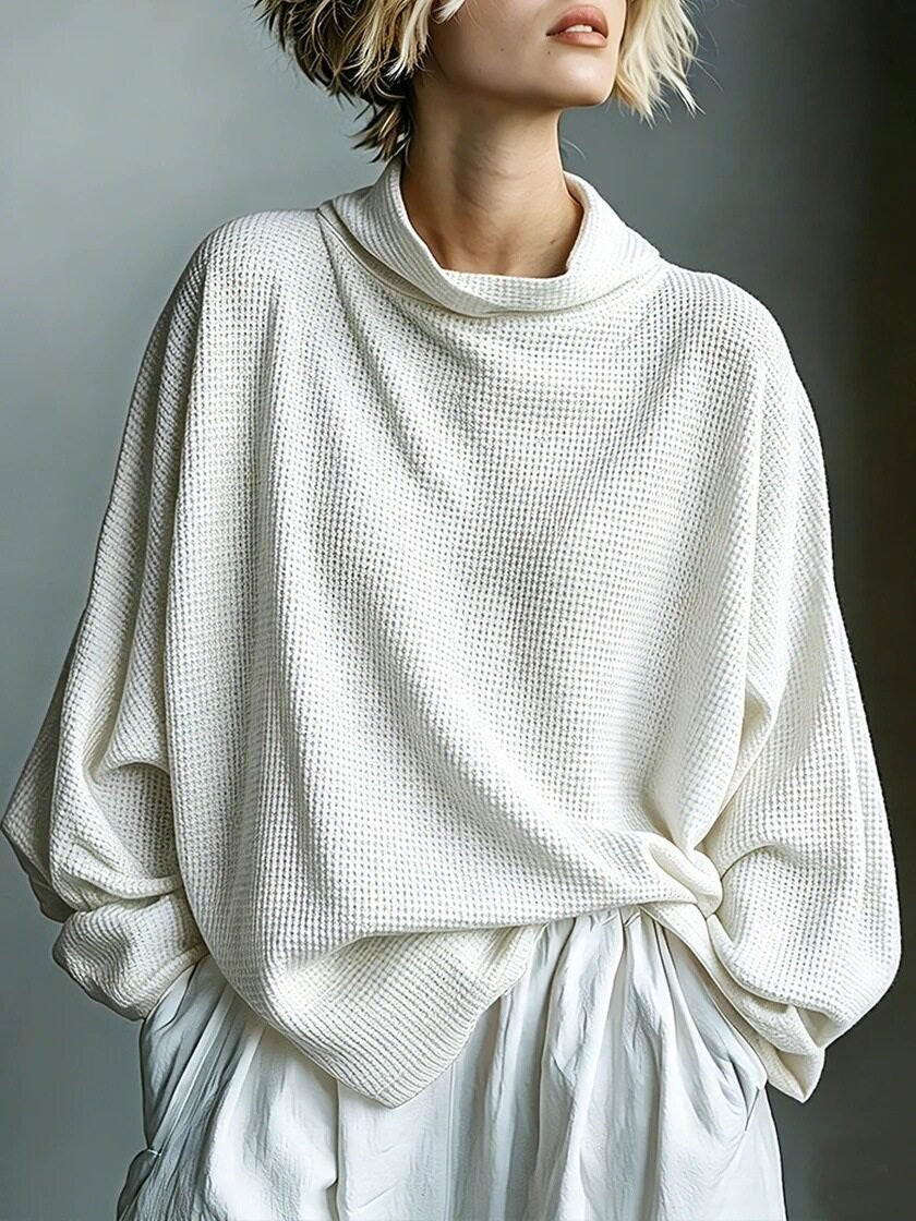 Oversized waffle knit cowl neck jumper