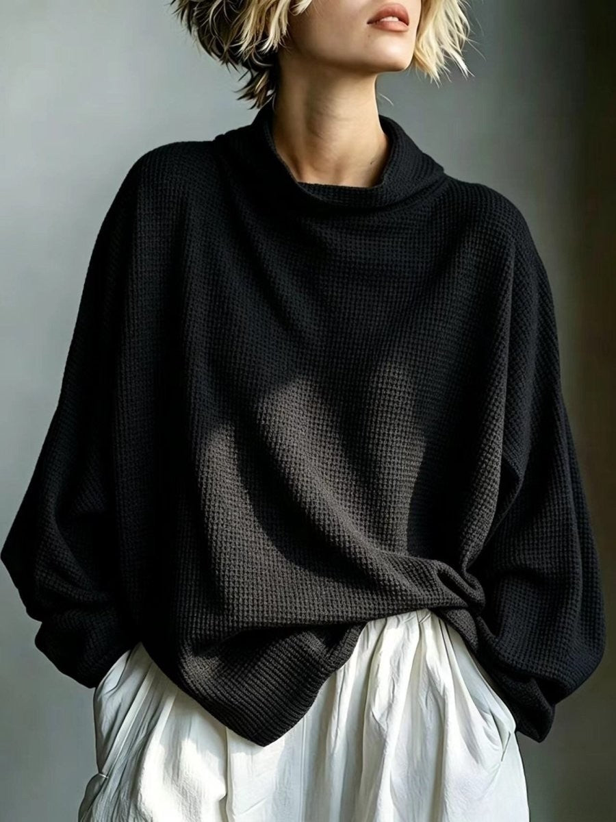 Oversized waffle knit cowl neck jumper