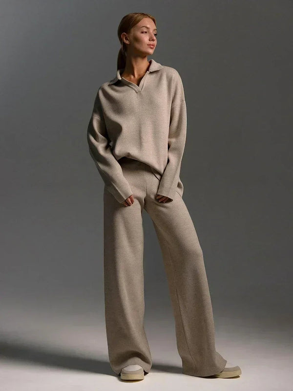 Polo collar knit co-ord set