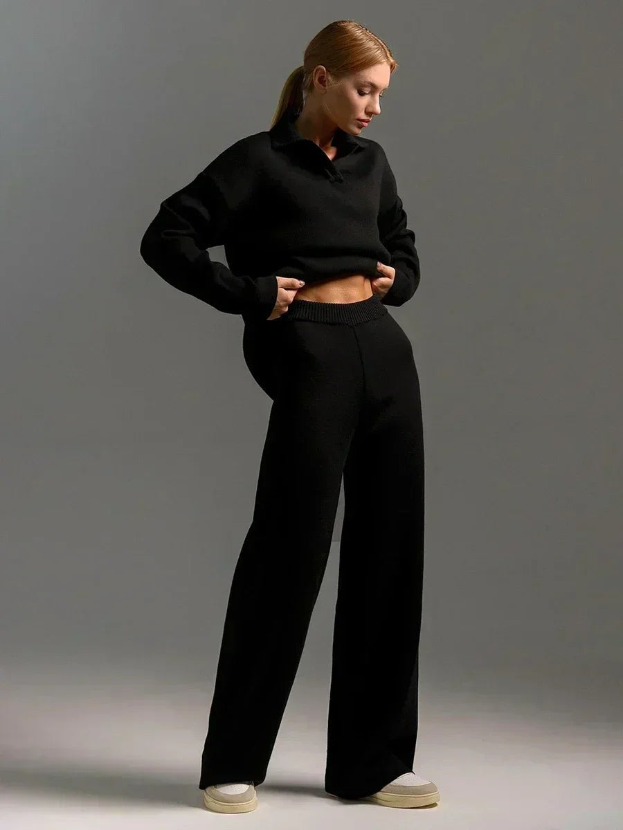 Polo collar knit co-ord set