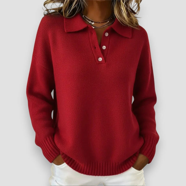 Polo collar knit jumper
