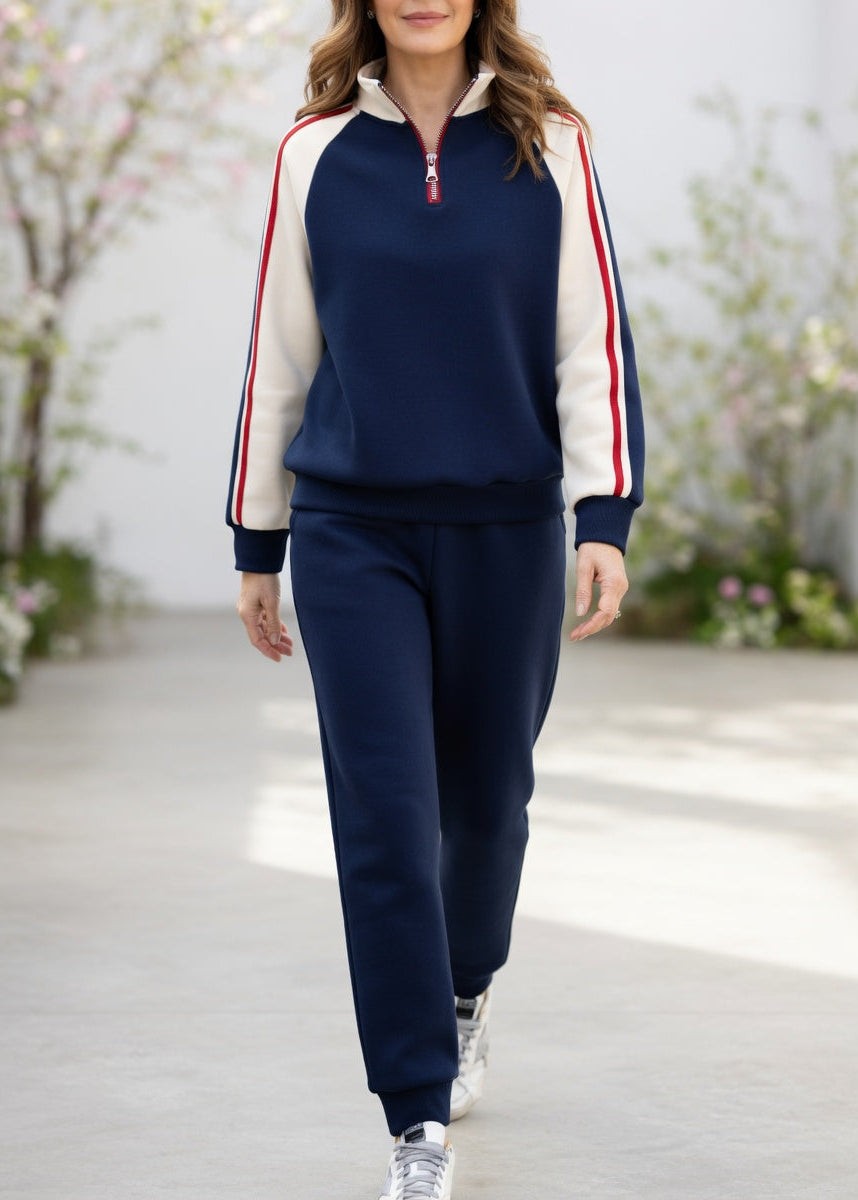 Blue quarter-zip jogger tracksuit