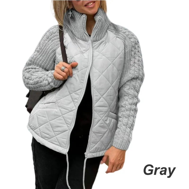 Grey quilted padded zip jacket