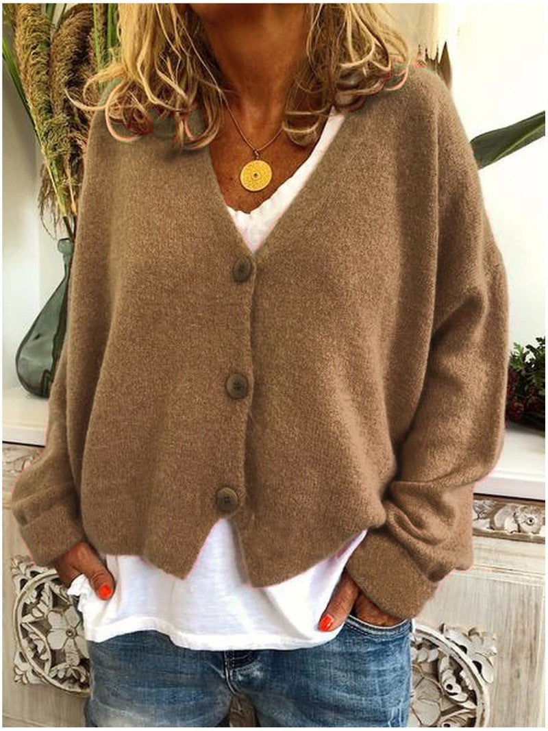 Khaki relaxed v-neck cardigan