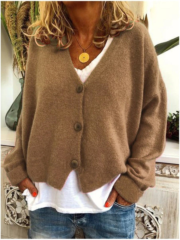 Khaki relaxed v-neck cardigan