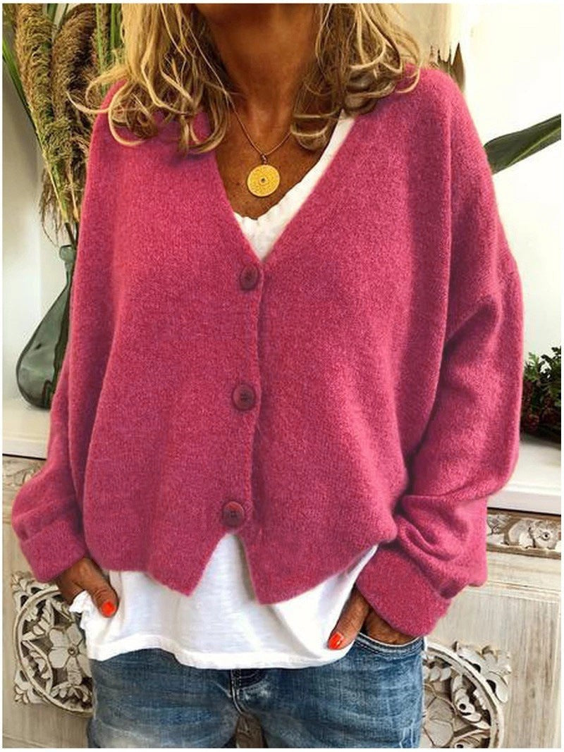 Pink relaxed v-neck cardigan