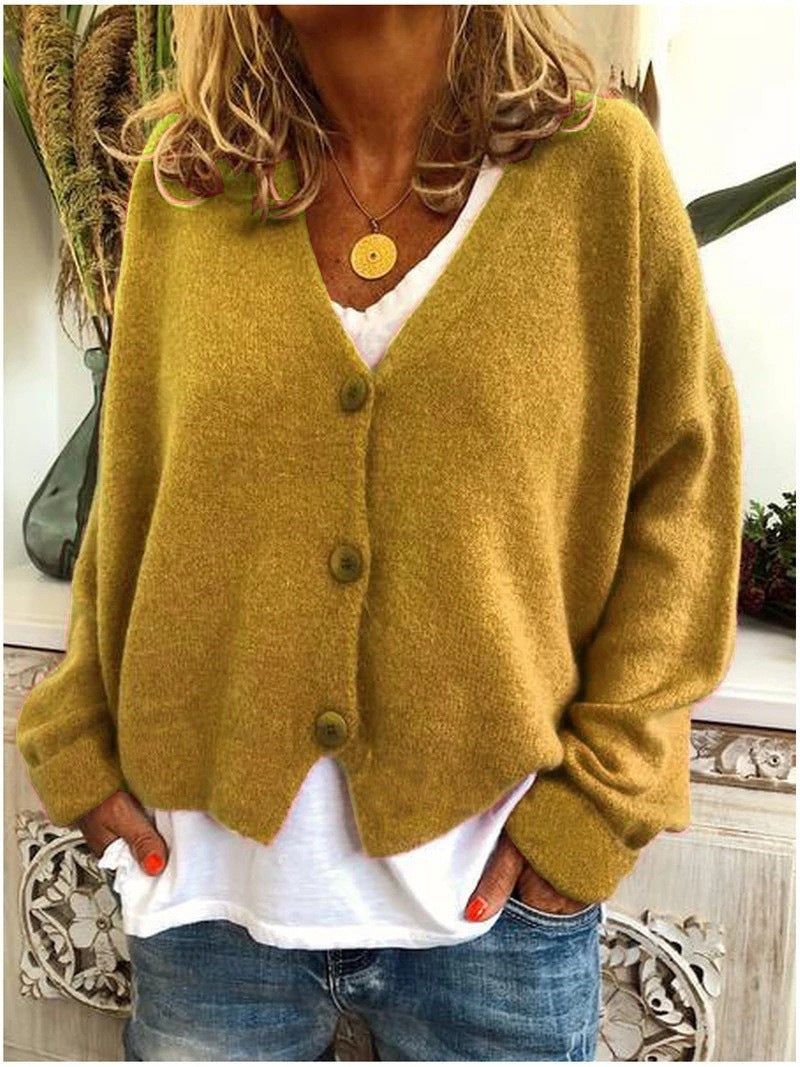 Mustard relaxed v-neck cardigan