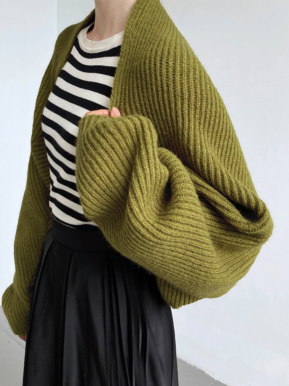 Ribbed bolero shrug cardigan