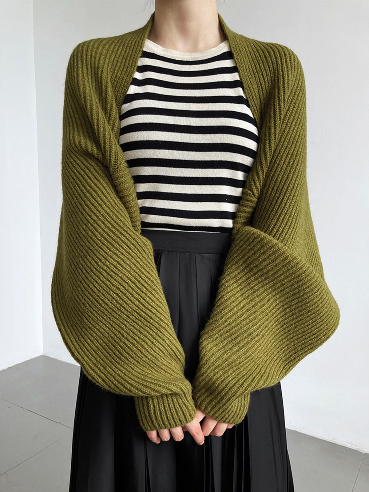 Ribbed bolero shrug cardigan