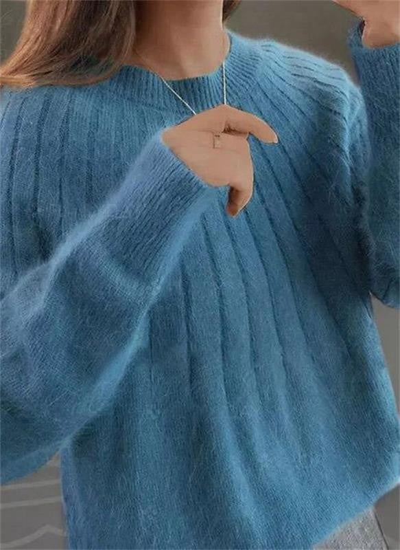 Dark Blue ribbed crew neck jumper