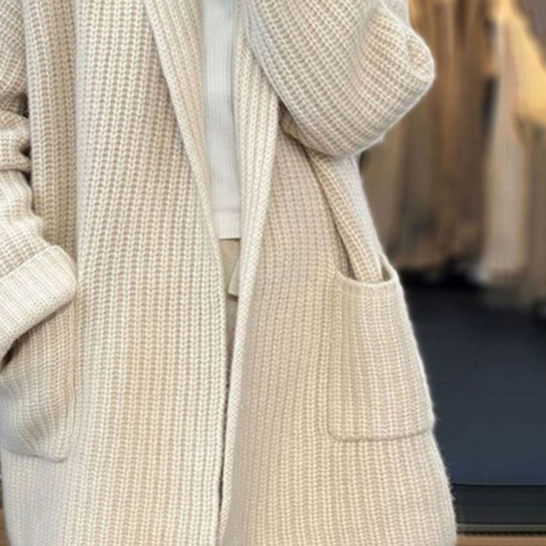 Ribbed open-front cardigan