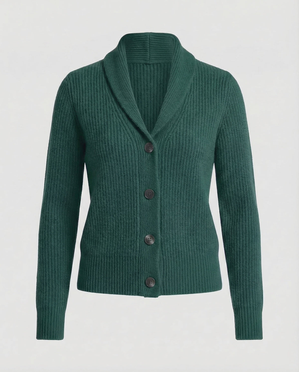 Green ribbed shawl collar cardigan