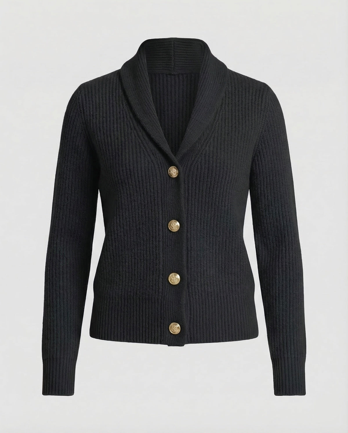 Black ribbed shawl collar cardigan