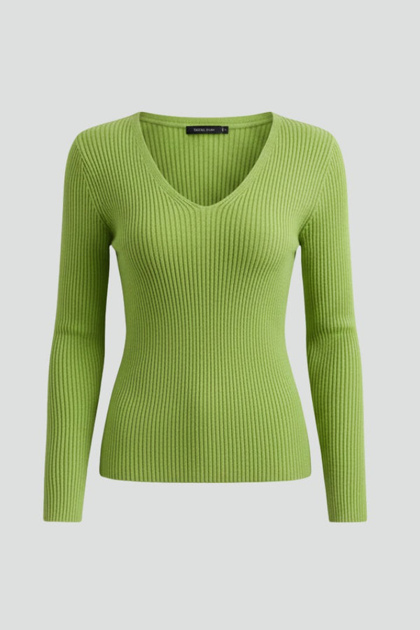 Ribbed v-neck jumper