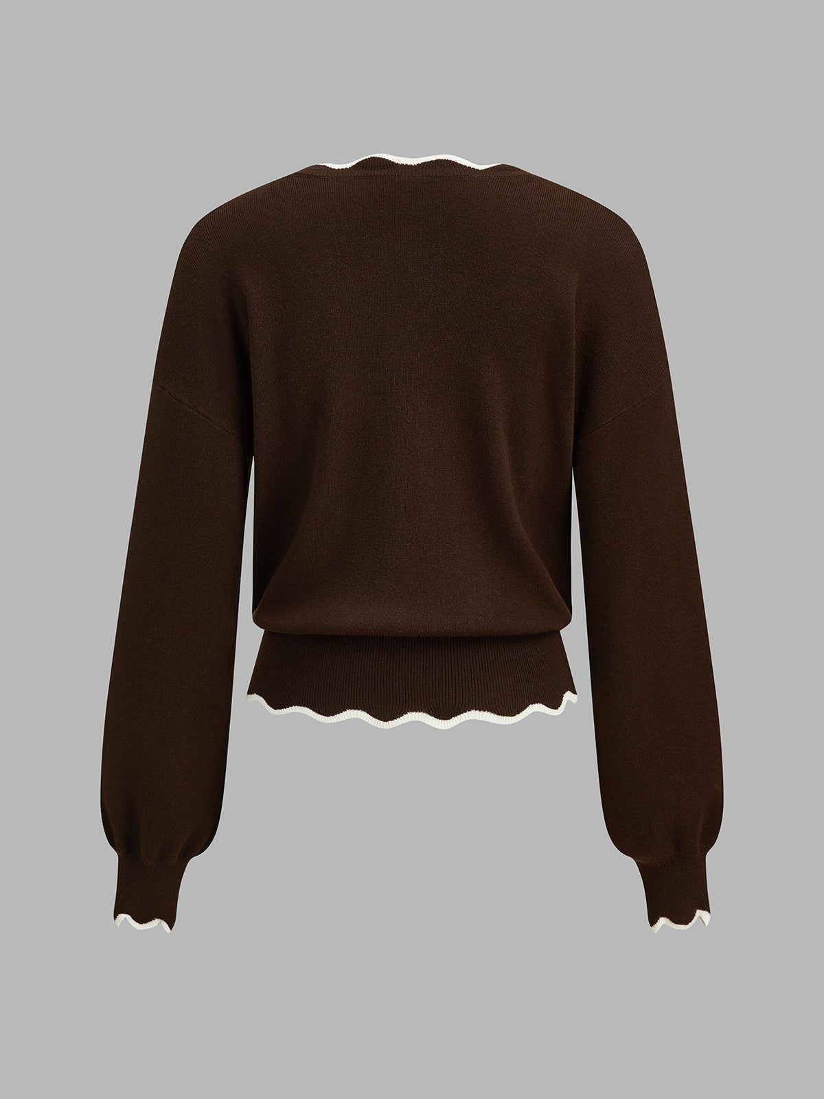 Scallop trim v-neck jumper