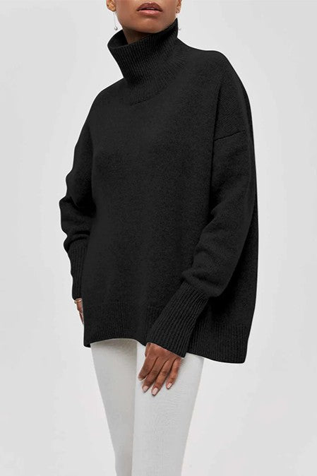 Black short sleeve roll neck jumper