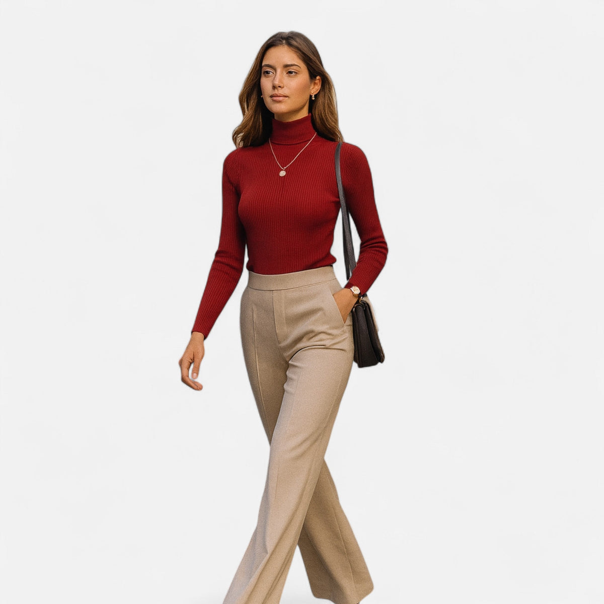 Slim ribbed roll neck jumper