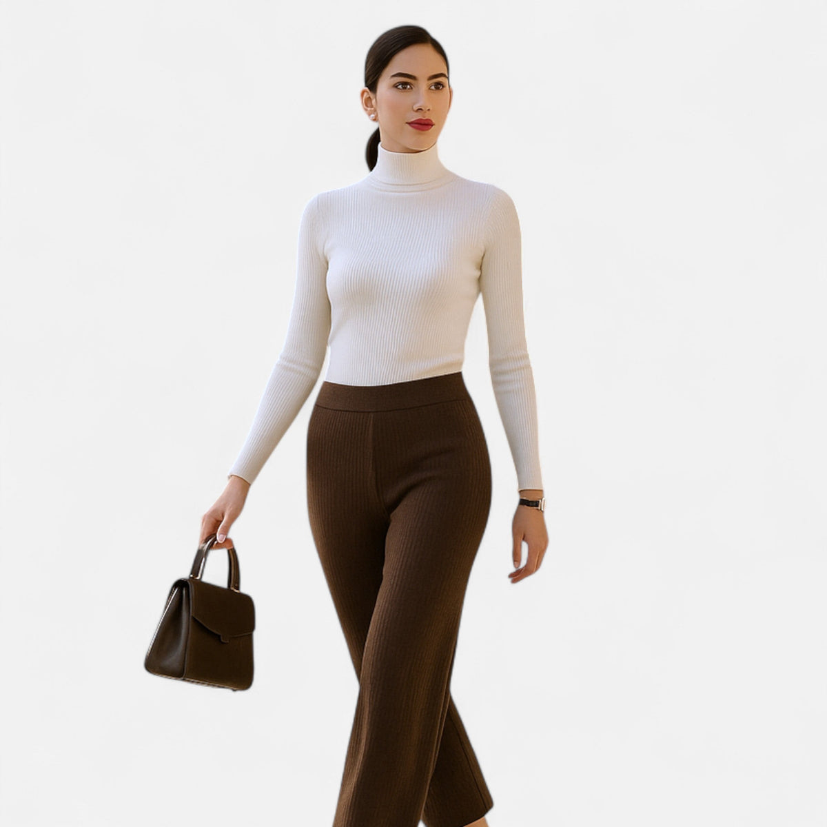 Slim ribbed roll neck jumper