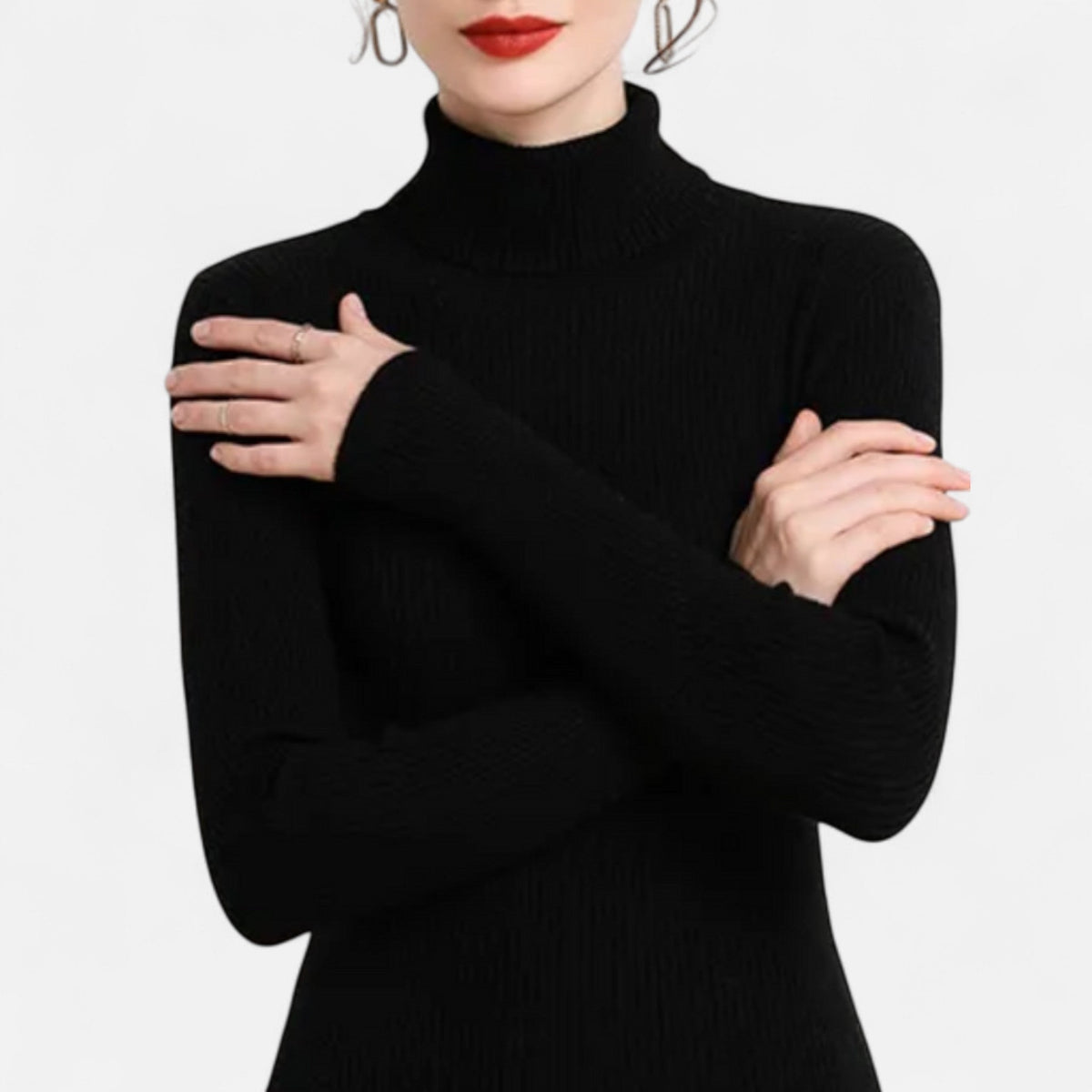 Black slim ribbed roll neck jumper