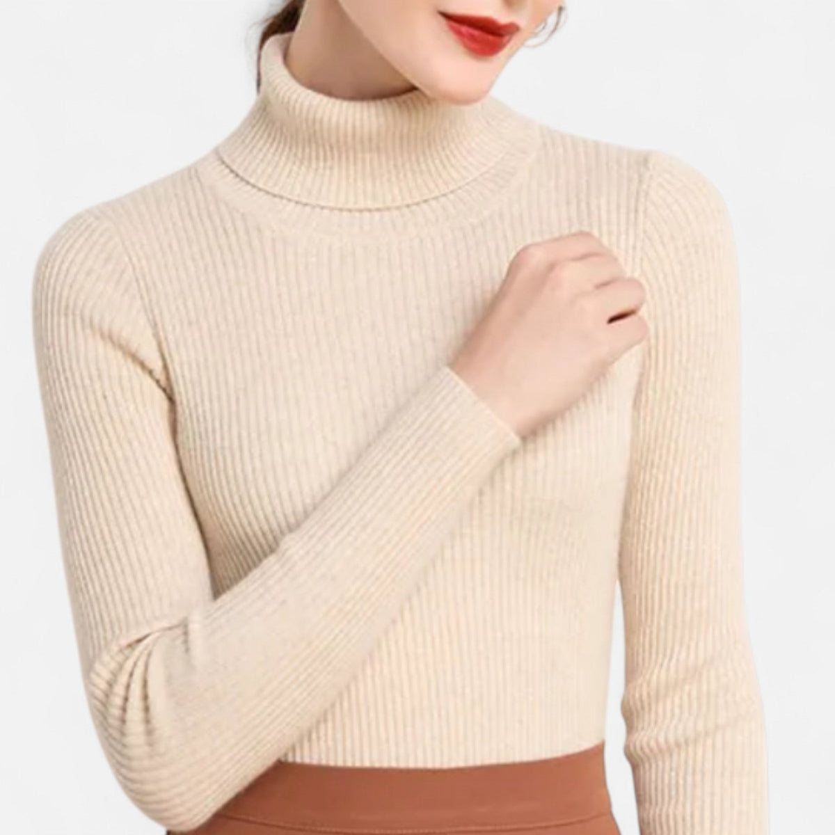 Slim ribbed roll neck jumper