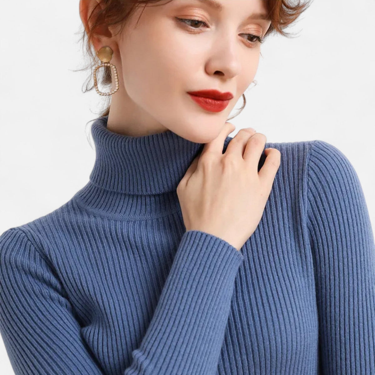 Slim ribbed roll neck jumper
