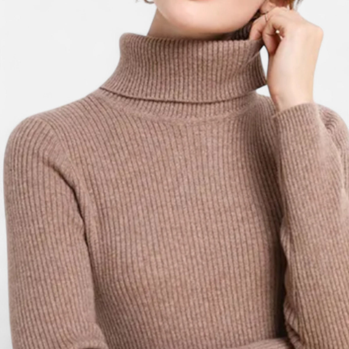 Slim ribbed roll neck jumper