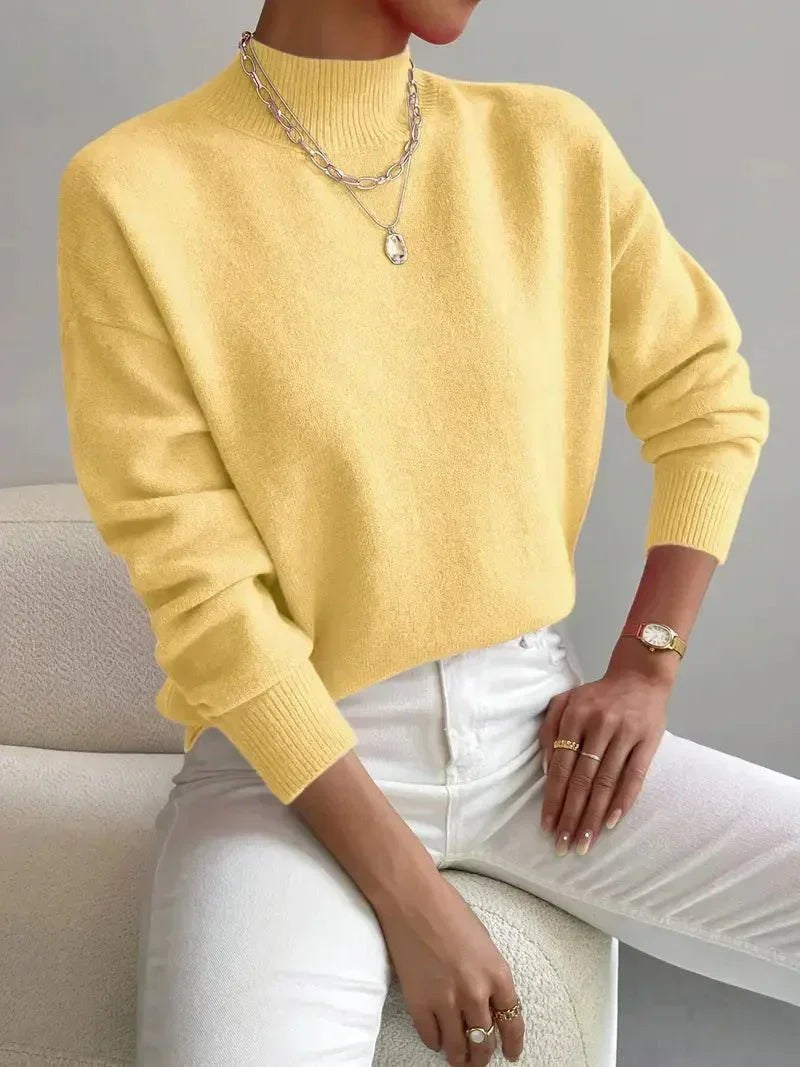 Yellow soft mock neck jumper