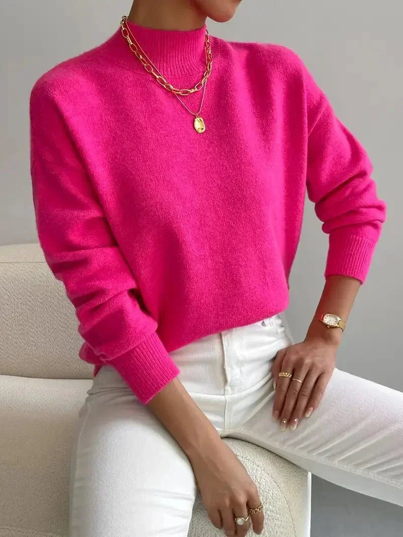 Pink soft mock neck jumper