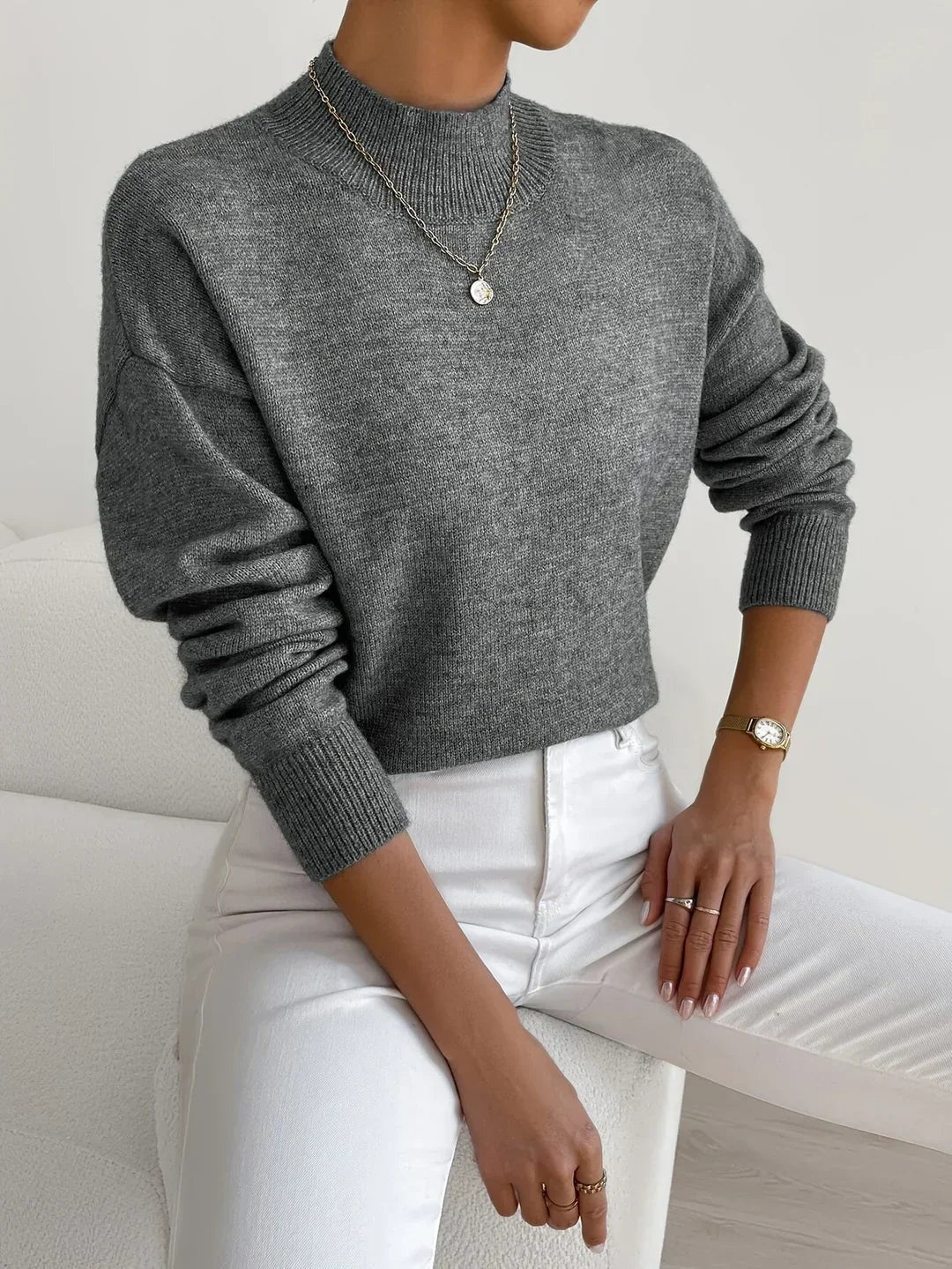 Dark Gray soft mock neck jumper