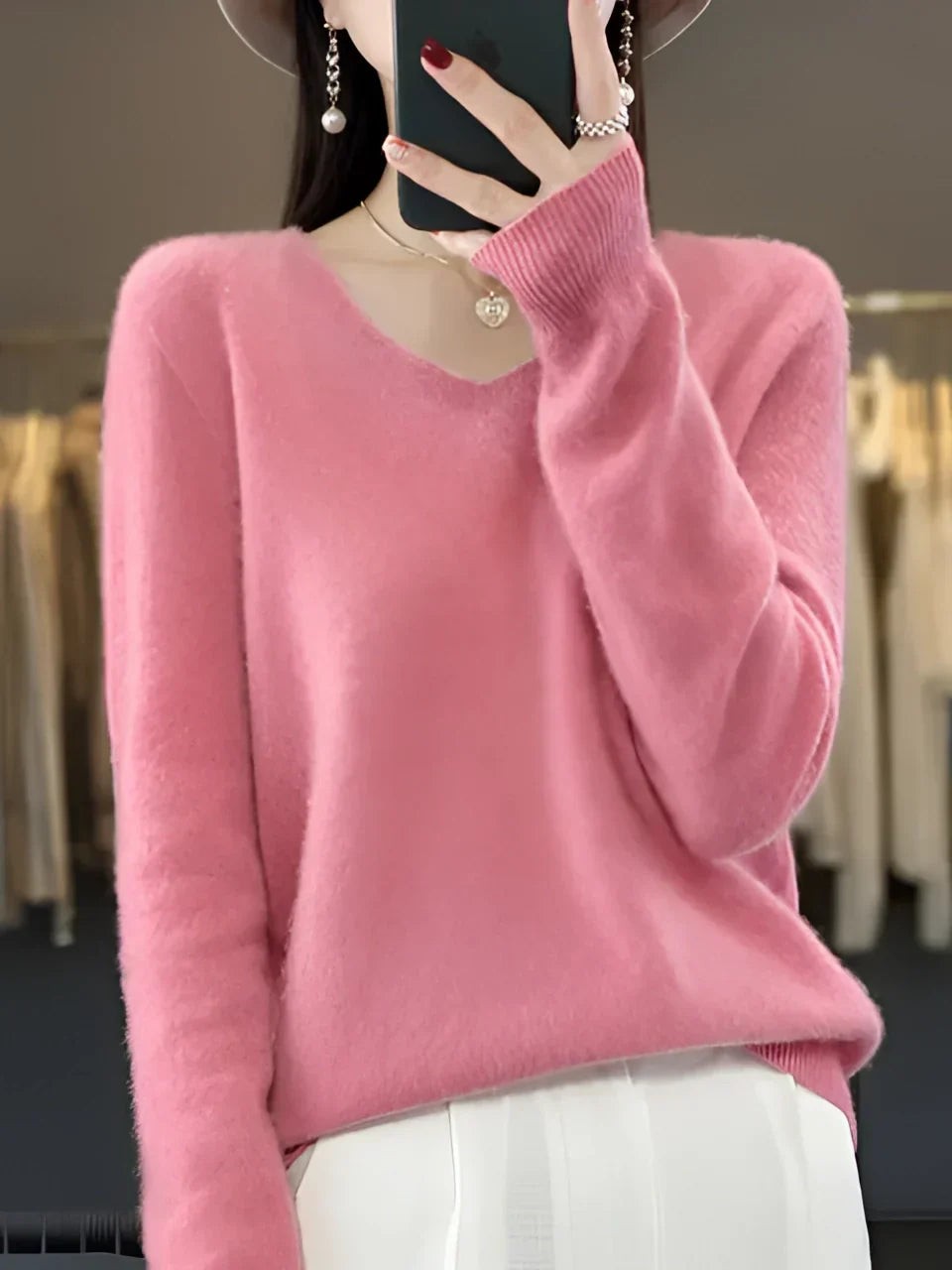 Pink soft round neck jumper