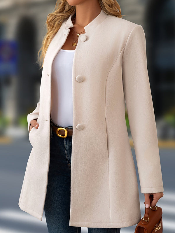 Stand-collar wool coat