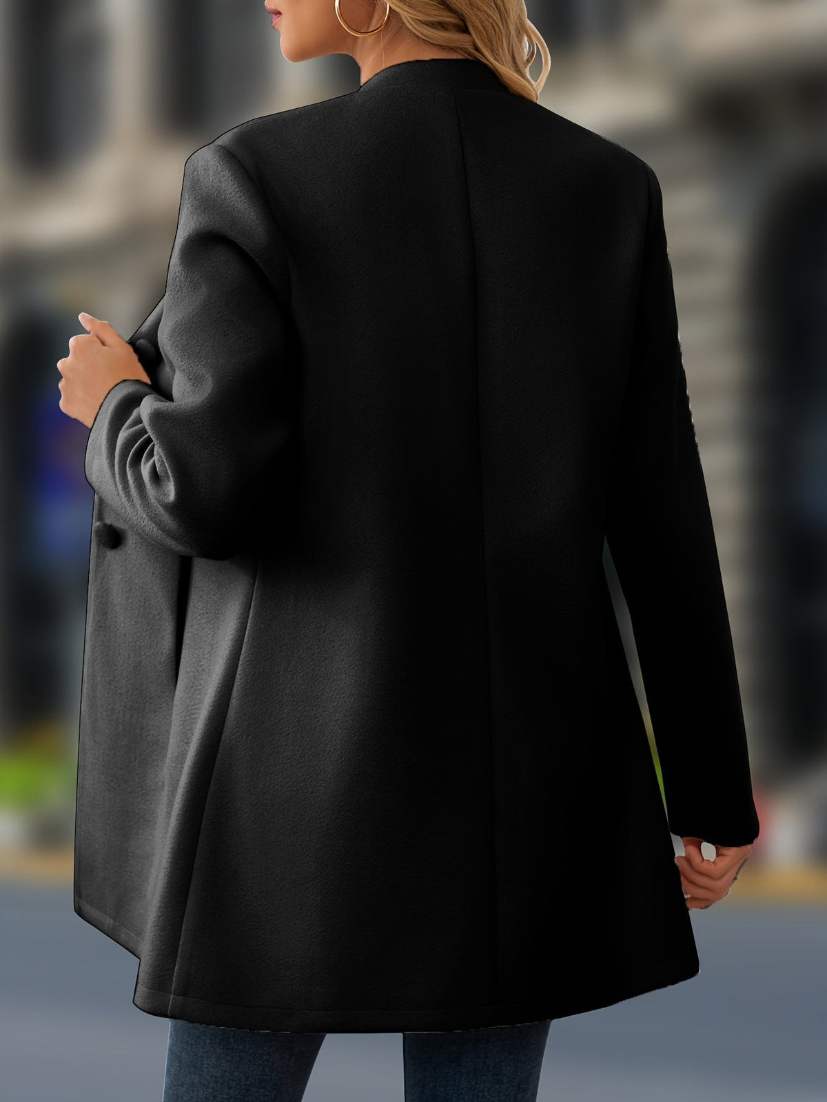 Stand-collar wool coat