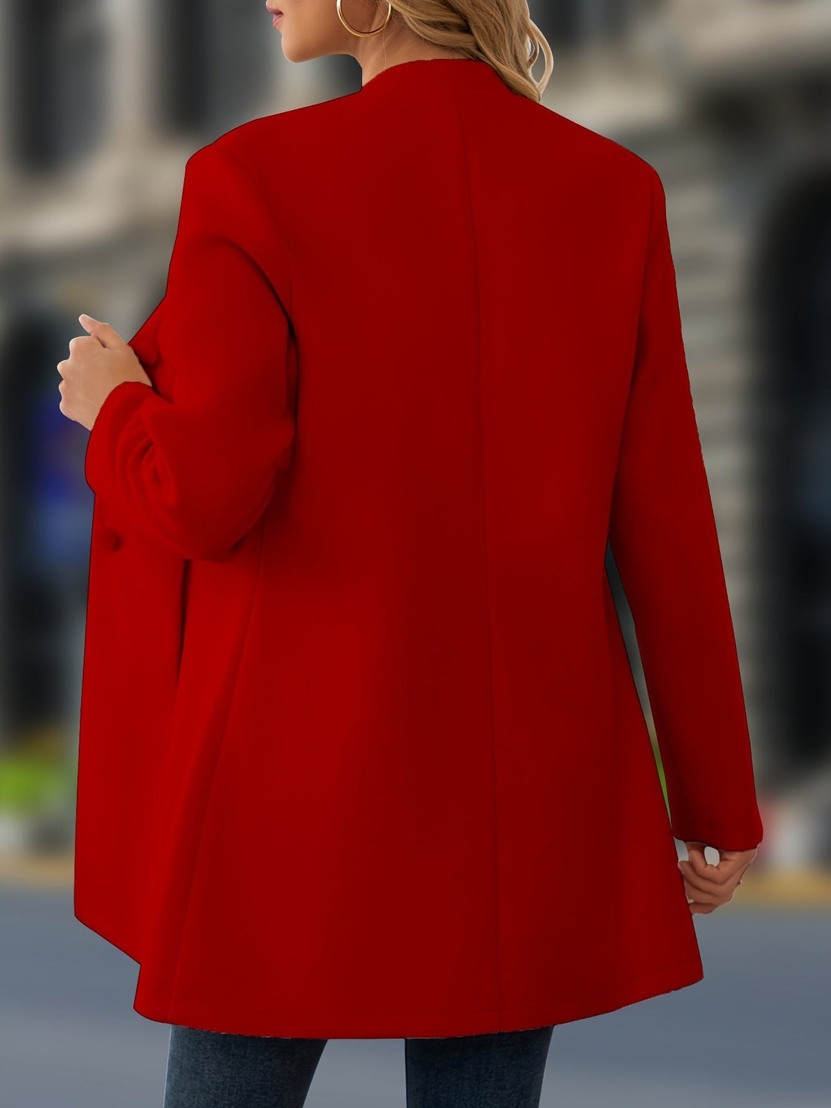 Stand-collar wool coat