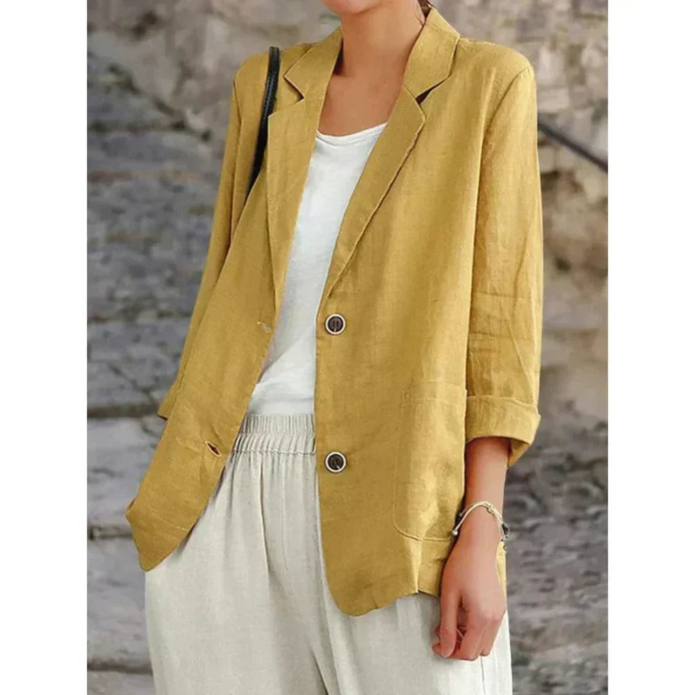 Yellow tailored notch-lapel blazer
