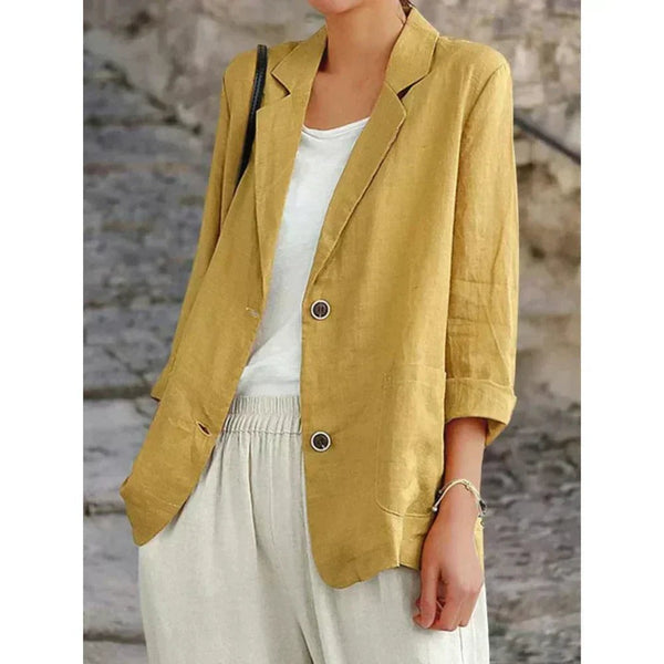 Yellow tailored notch-lapel blazer