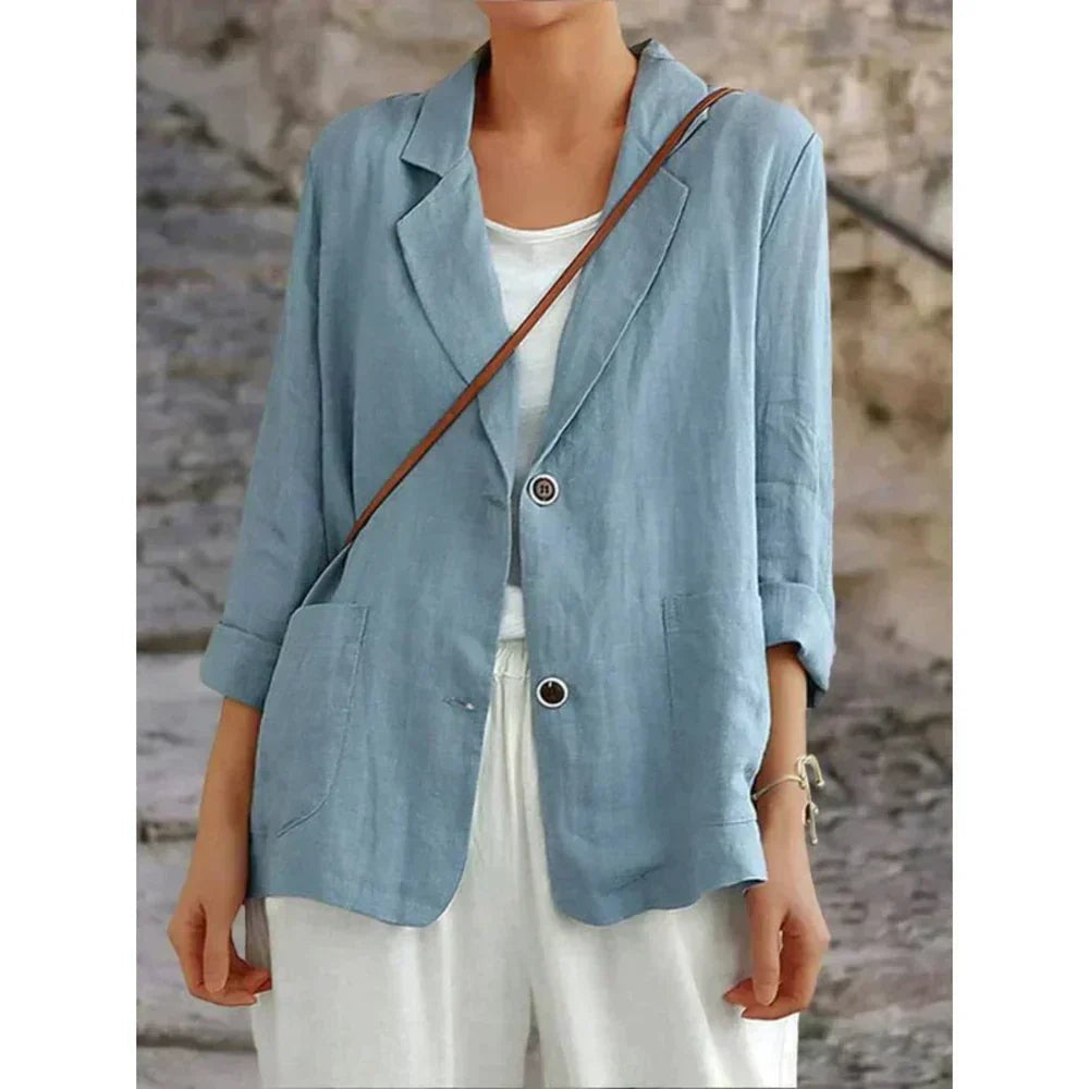Blue tailored notch-lapel blazer