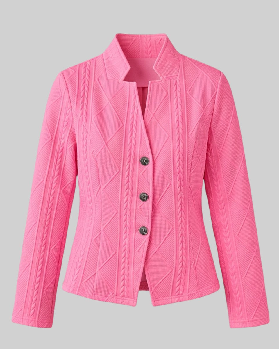 Dark Pink textured knit blazer