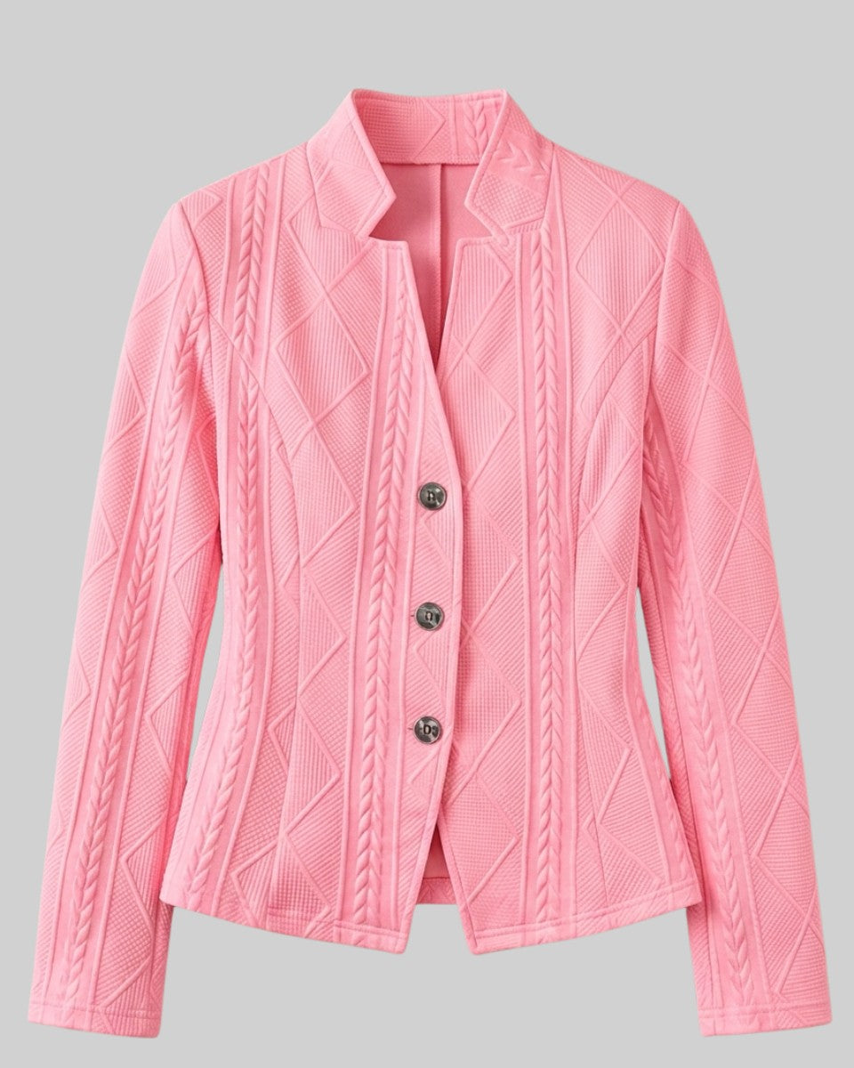 Pink textured knit blazer
