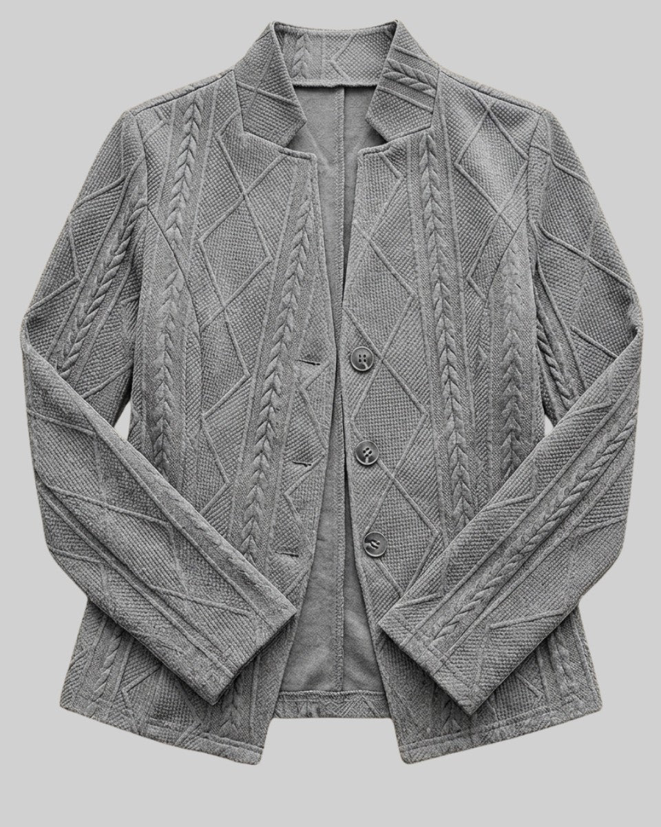Grey textured knit blazer