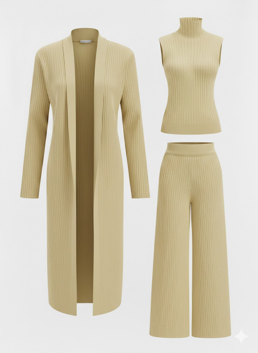 Three-piece knit lounge set