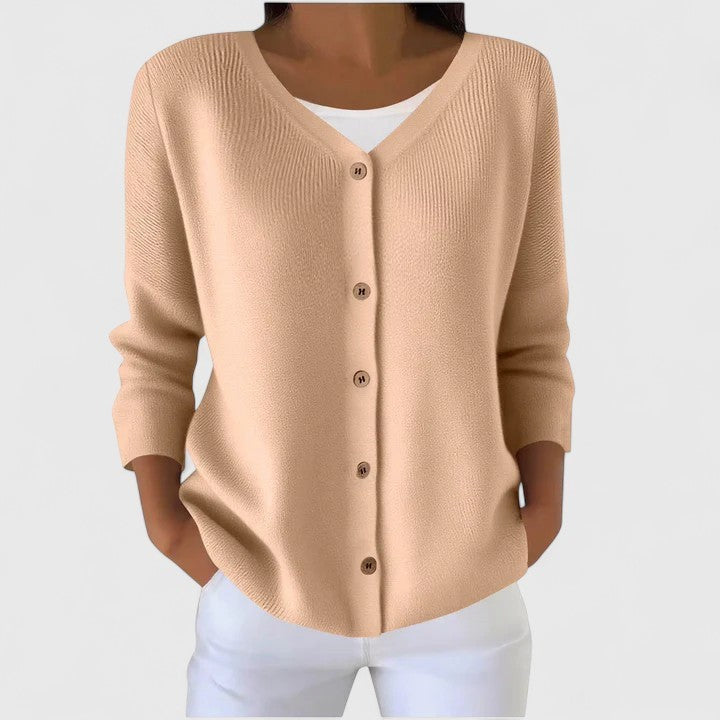 Salmon v-neck button-front cardigan