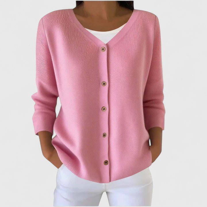 Light Pink v-neck button-front cardigan