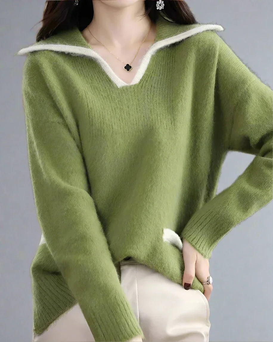 Cypress wool collared v-neck jumper