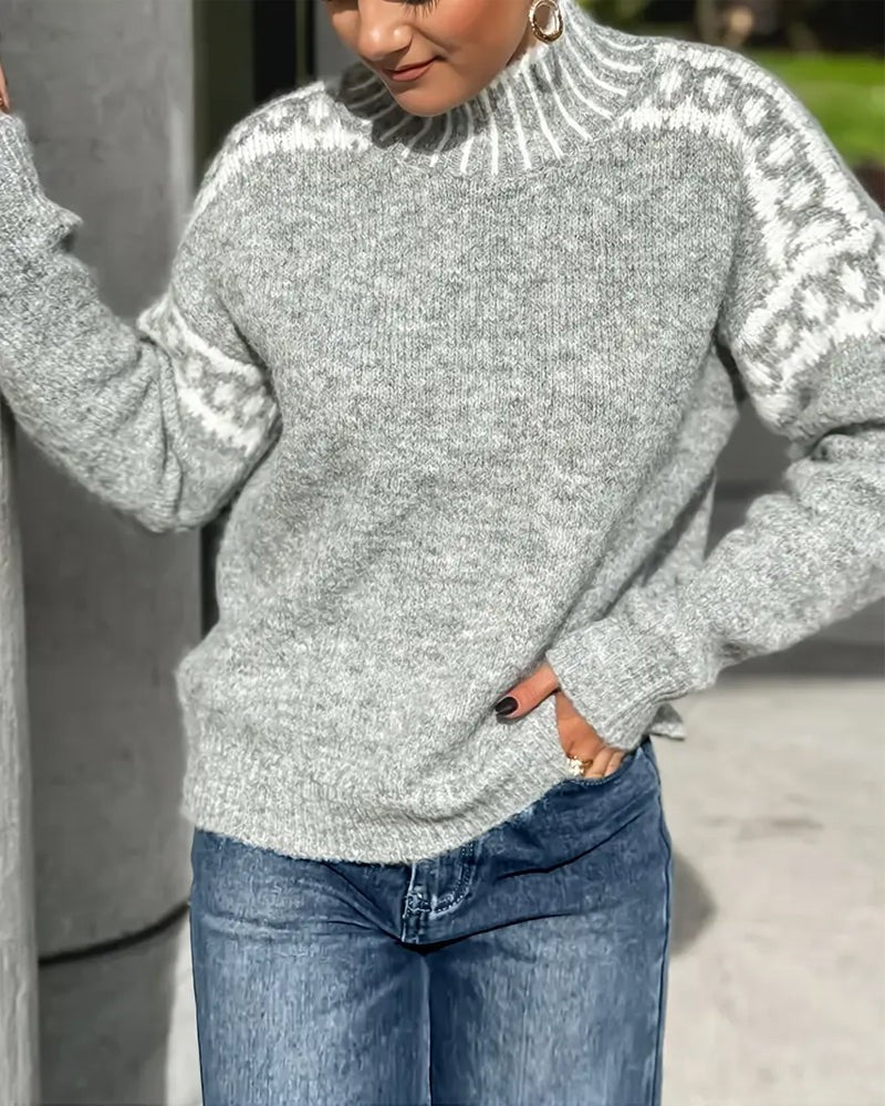 Wool fair isle high neck jumper