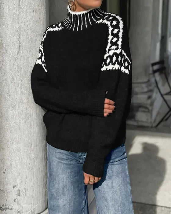 Wool fair isle high neck jumper